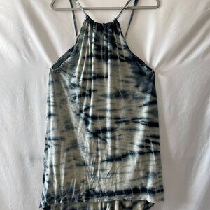 Ecote Womens Blue & Gray Halter Neck High Low Hem Tie Dye Mini Dress Size Small